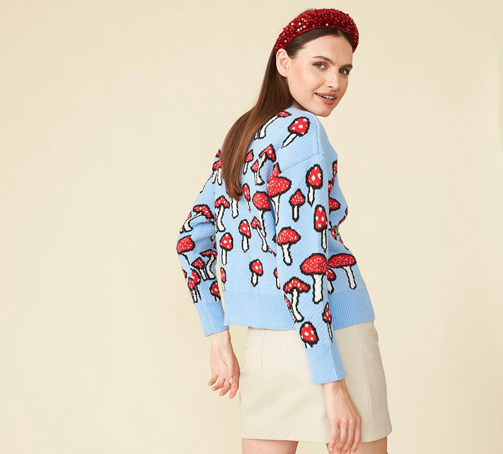 Mushroom Cardigan Sweater Banana Peel Cashmere