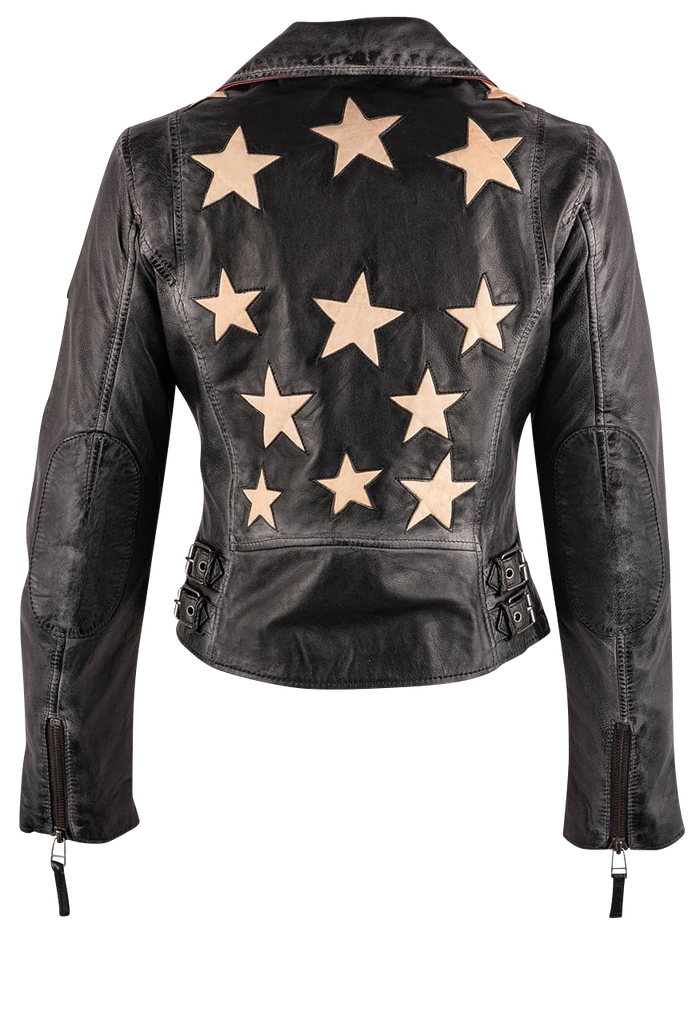 Christy Lamb Leather Moto Stars Jacket