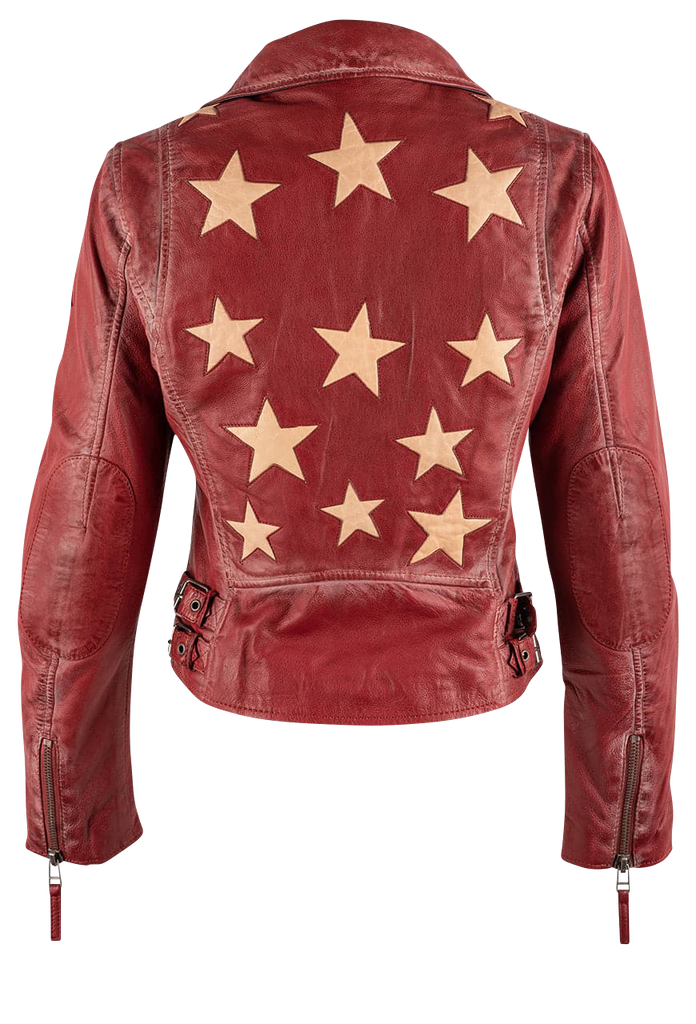 Christy Lamb Leather Moto Stars Jacket