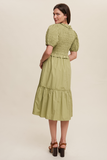 Smocked Puff Sleeve Poplin Dress 3 Colors