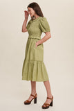 Smocked Puff Sleeve Poplin Dress 3 Colors