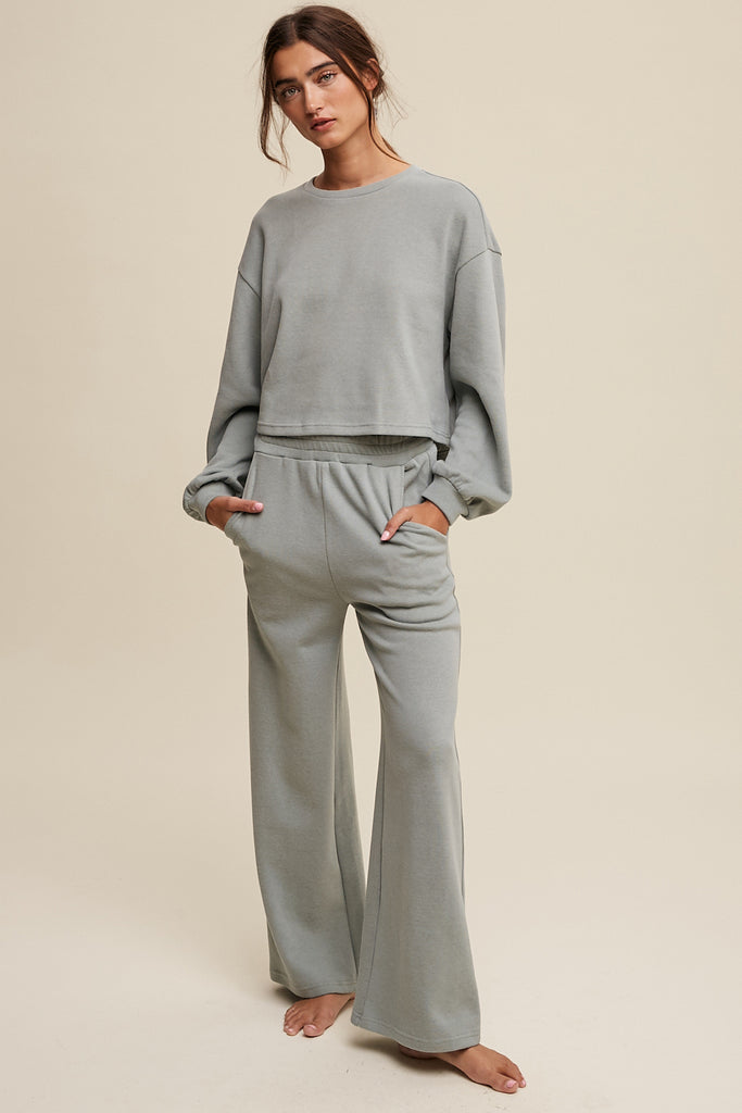 Knit Sweat Top and Pants Athleisure Lounge Set