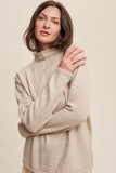 Light Weight Soft Touch Raw Edge Mock Neck Sweater