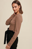 Rib Fitted Long Sleeve Knit Top