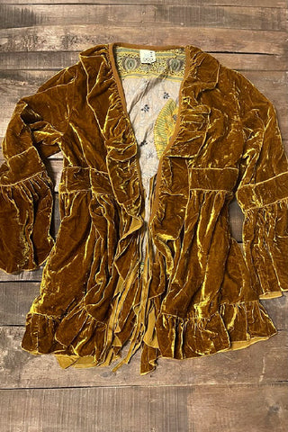Ruffle It Up Velvet Pants - Golden