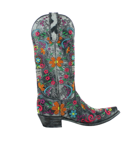 Klak Embroidered Sugar Skull Boots 8