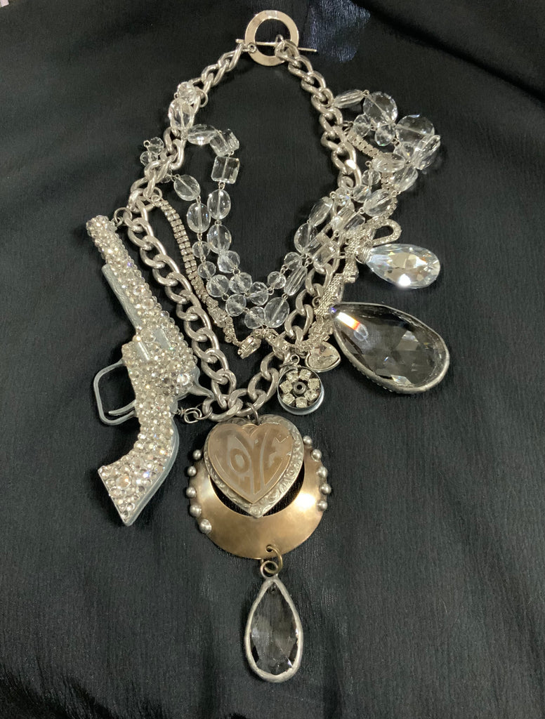 Swarovski Clear Crystal Pistol Necklace