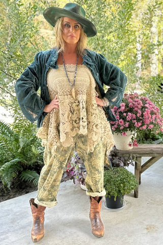 Ruffle It Up Velvet Pants - Golden