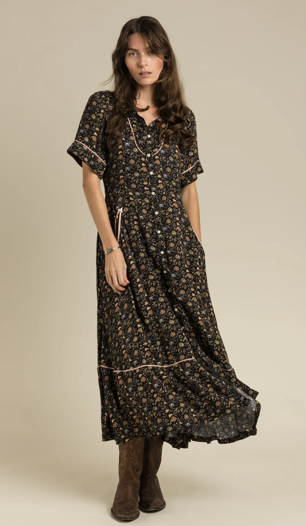 La Dahlia Dress Black Floral