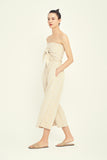 Gauze Jumpsuit Tie Front Natural