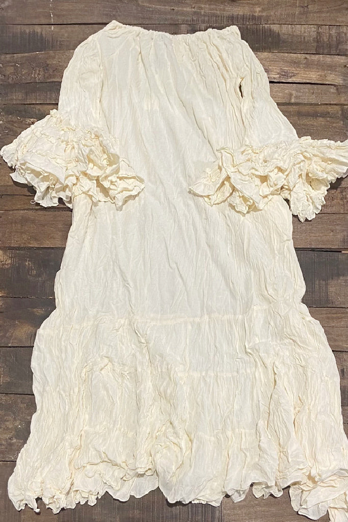 WC Off Shoulder Ruffles Eyelet Dress