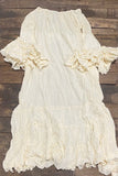 WC Off Shoulder Ruffles Eyelet Dress