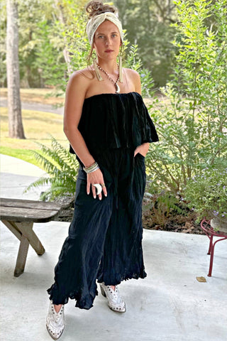 Ruffle It Up Velvet Pants - Golden