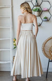 Cream Washed Pleated Details Maxi Skirt