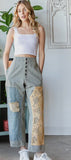 Vintage Denim Wash Striped Baggy Jean Pants