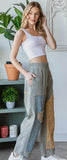 Vintage Denim Wash Striped Baggy Jean Pants