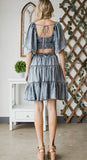 Washed Denim Tencel Cut Out Mini Dress