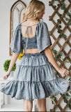 Washed Denim Tencel Cut Out Mini Dress