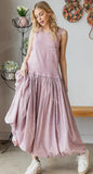 Washed Sleeveless Balloon Skirt Dress