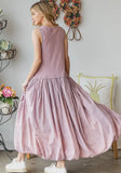Washed Sleeveless Balloon Skirt Dress