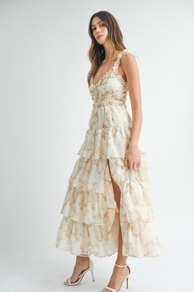 FLORAL TIERED MAXI DRESS