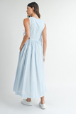V NECK SIDE CUT OUT MIDI DRESS