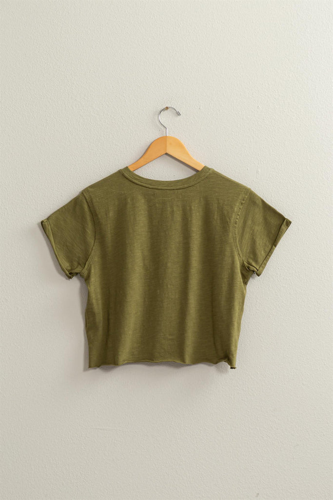 100% Cotton Crop Crew Neck Tee