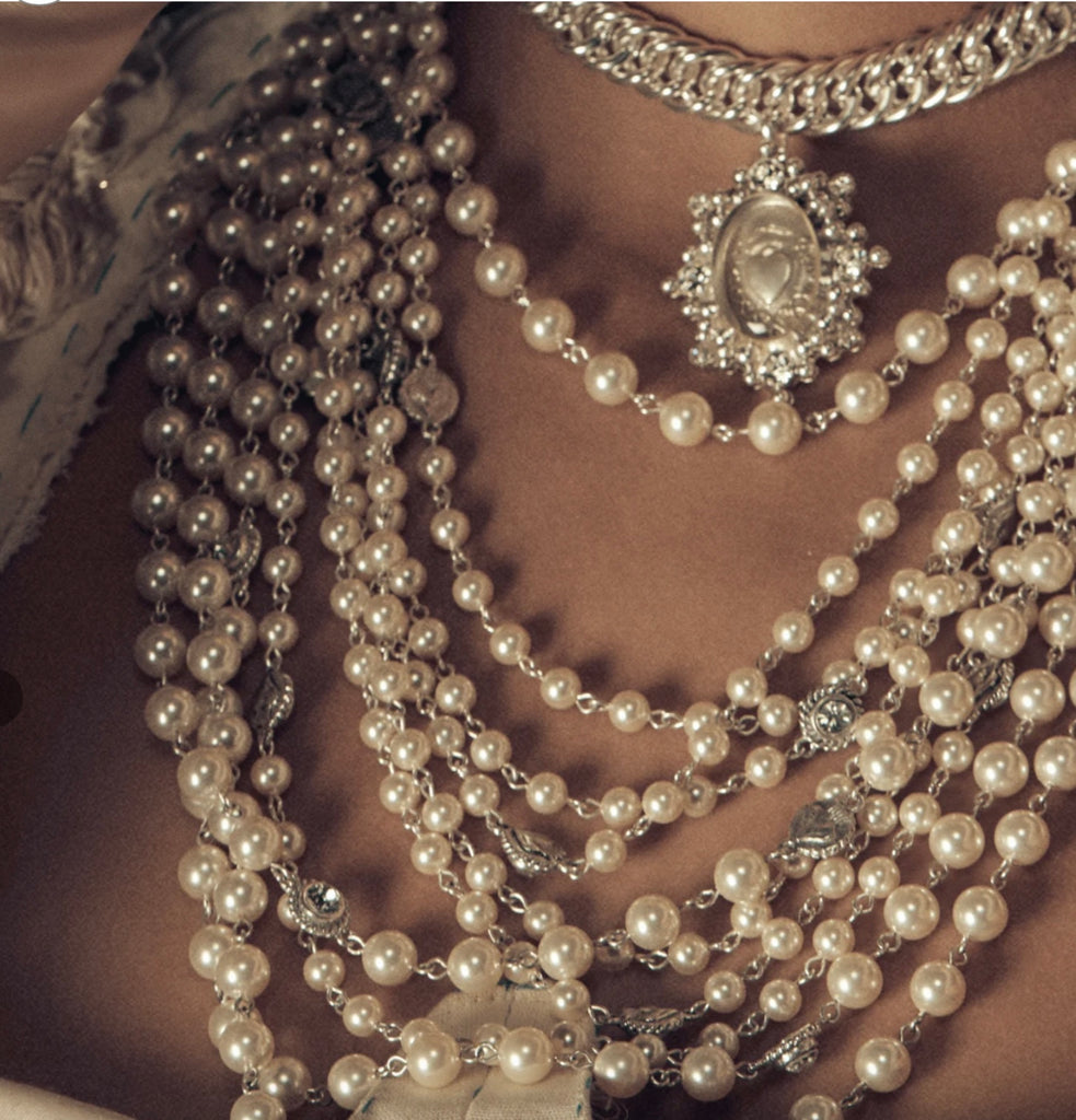 Pearl Wrap Necklace Silver