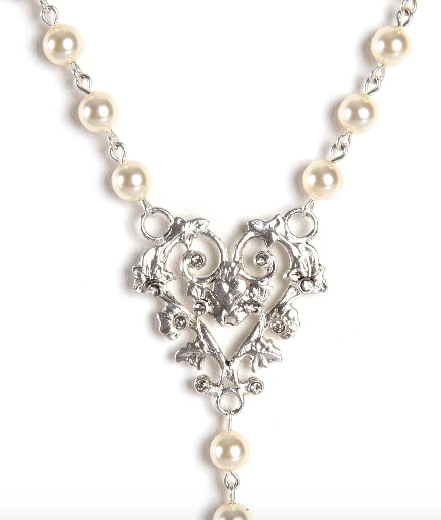 Saint Cross Vine Rosary Necklace - Cream