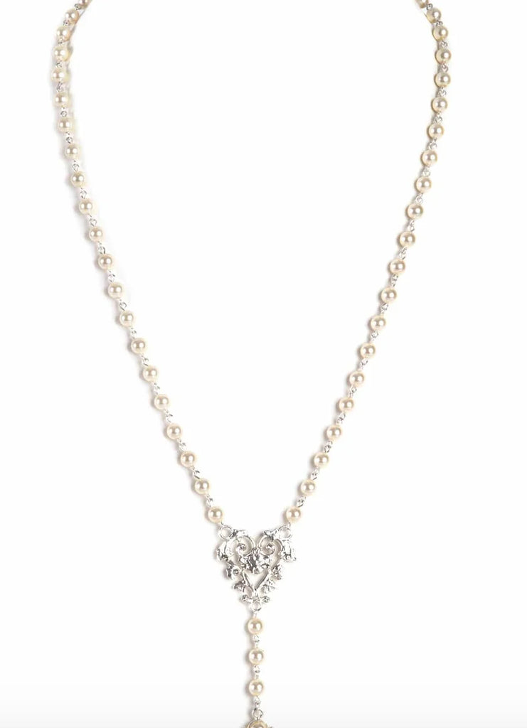 Saint Cross Vine Rosary Necklace - Cream
