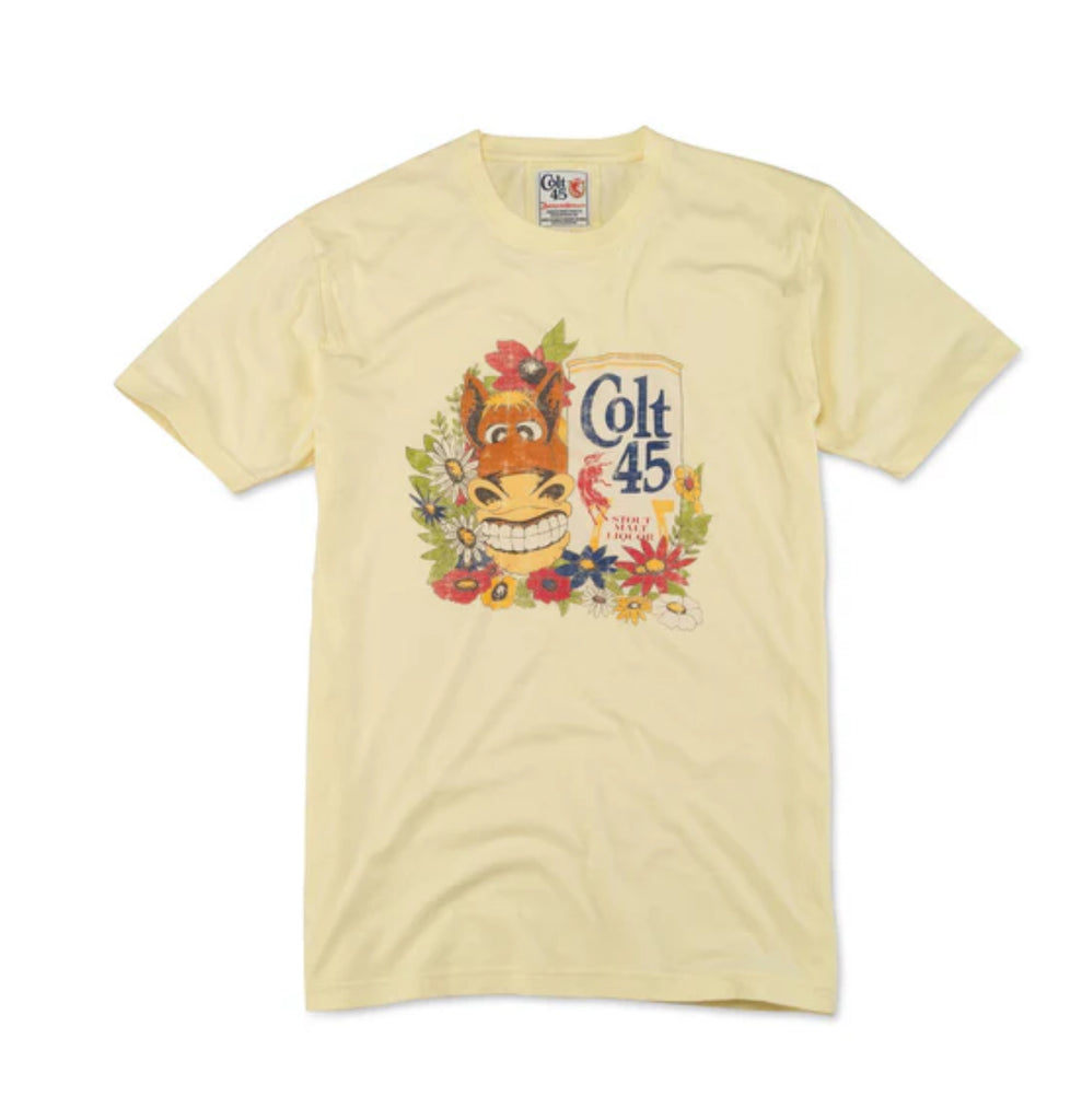 Colt 45 T-Shirt Flowers Cartoon Horse