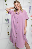 COTTON GAUZE BUTTON DOWN DRESS