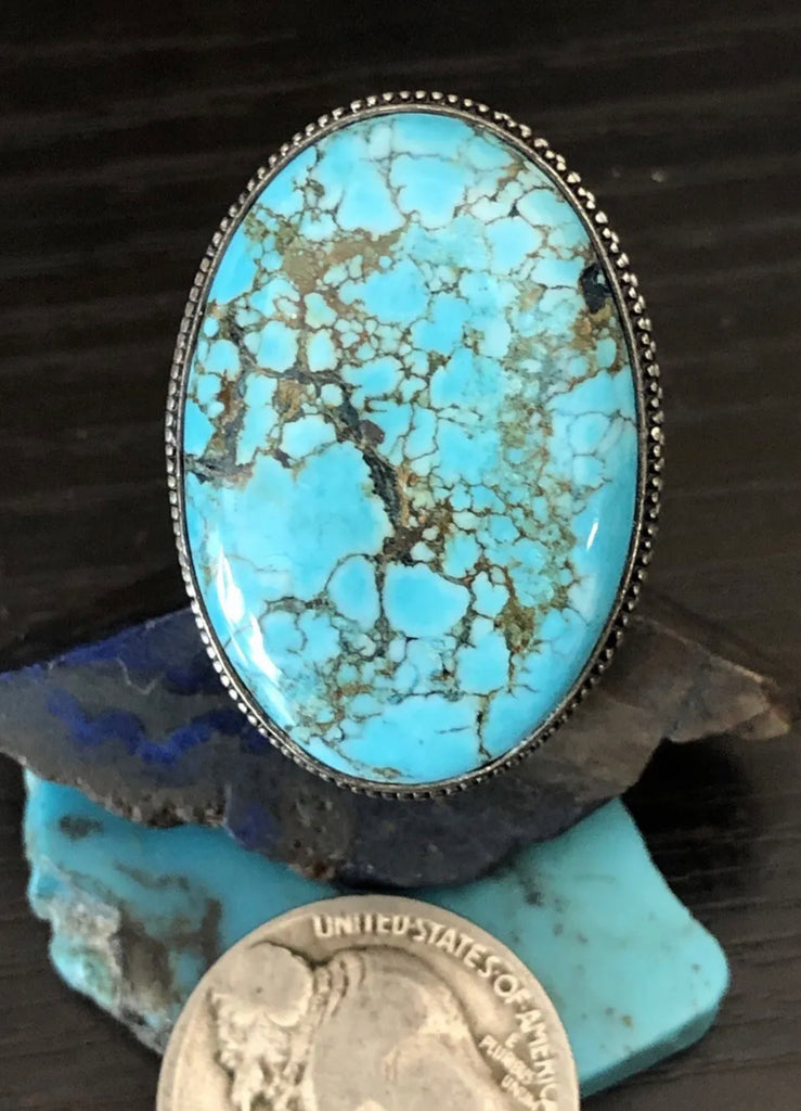 Cripple Creek Big Oval Turquoise Ring 8 Cripple Creek Big Oval Turquoise Ring 8