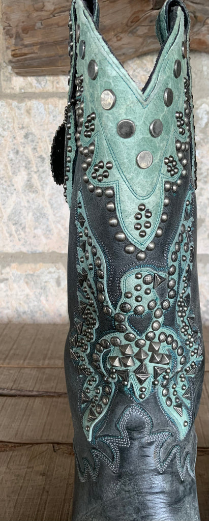 DDR Distressed Turquoise Eagle Boots 8.5