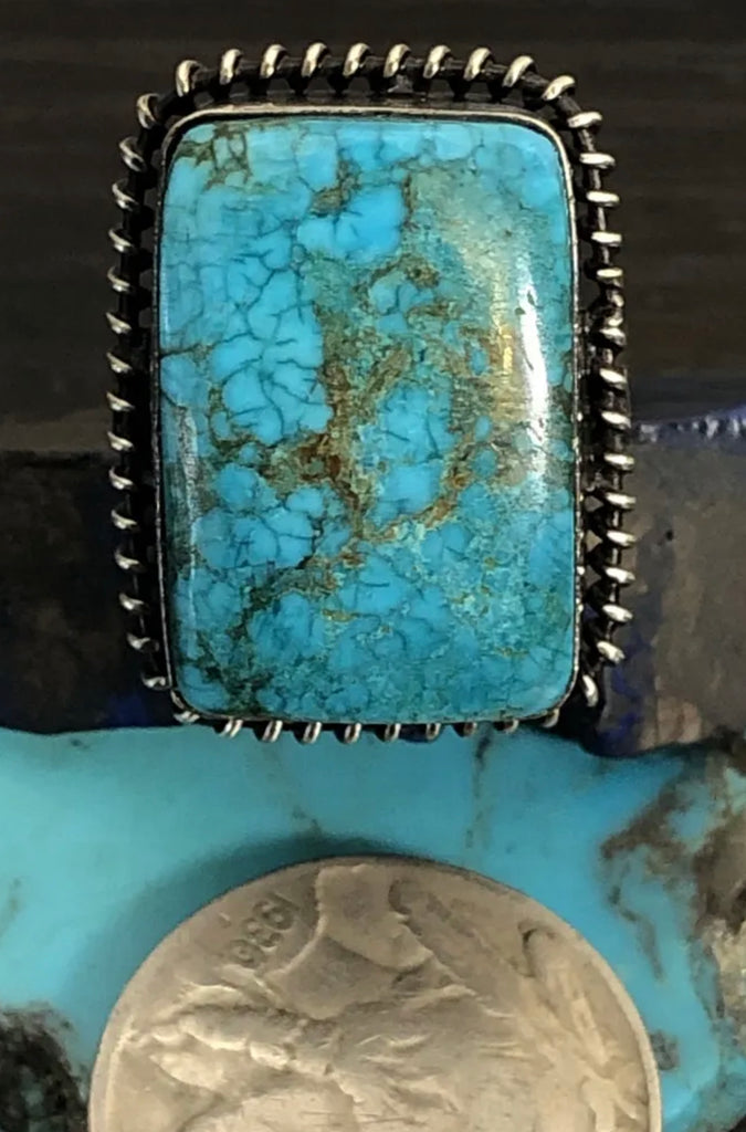 Vintage Bisbee Turquoise Rope Ring 7 Vintage Bisbee Turquoise Rope Ring 7