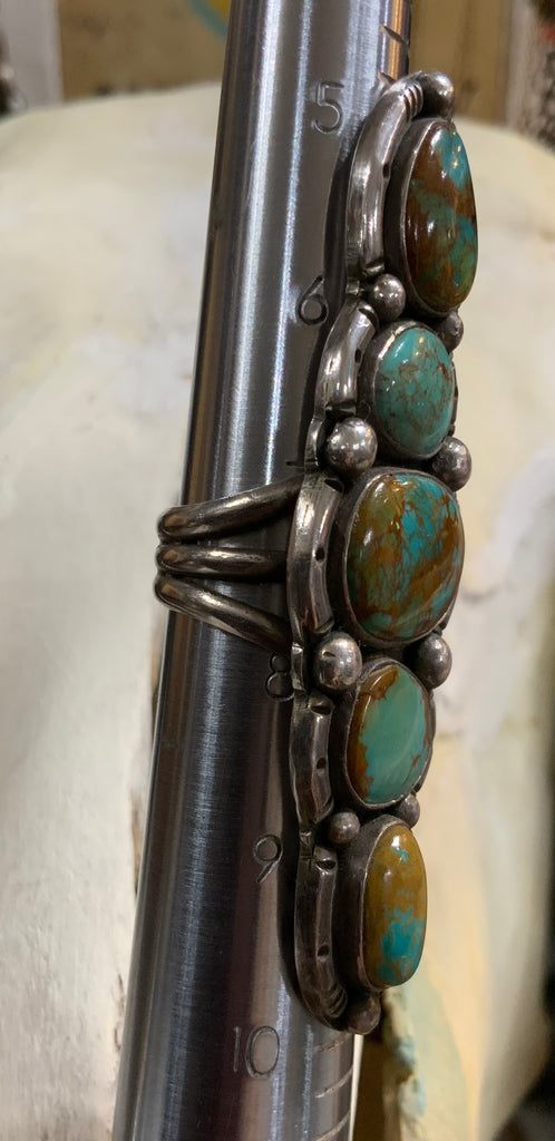 Pacific Crested Silver 5 Turquoise Ring OOAK