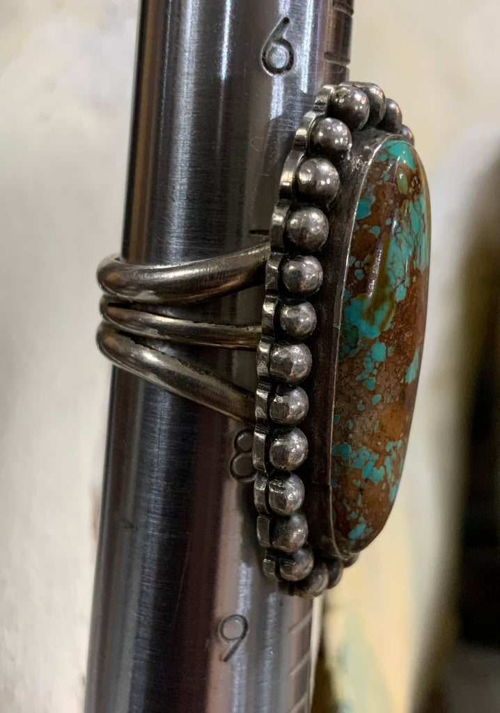 Pacific Crested Silver Oval Turquoise OOAK Ring