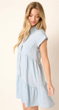 Pearl Snap Shirt Dress Chambray