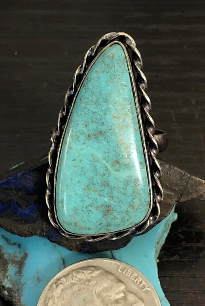 Dry Teal Creek Turquoise Ring Signed Dry Teal Creek Turquoise Ring Signed