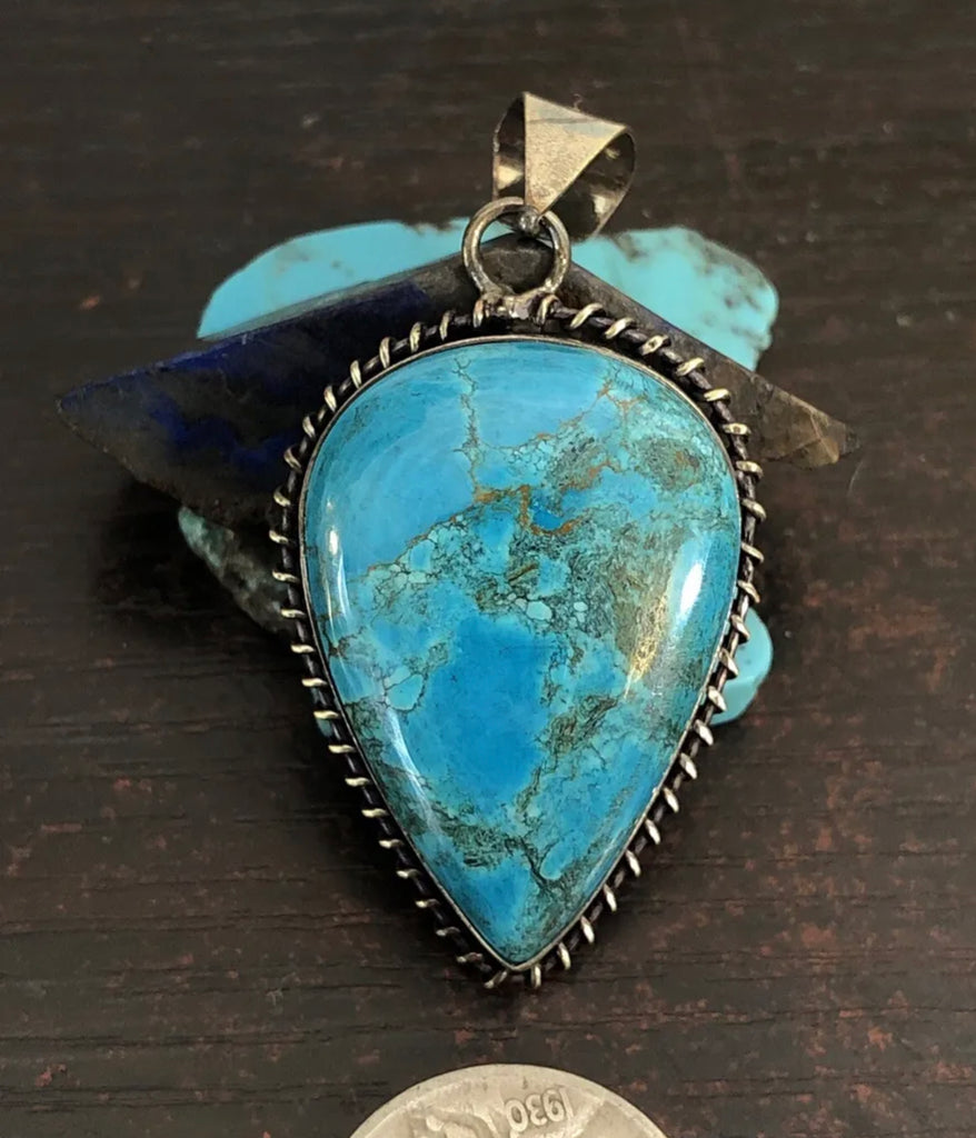 Bisbee Turquoise Signed Pendant