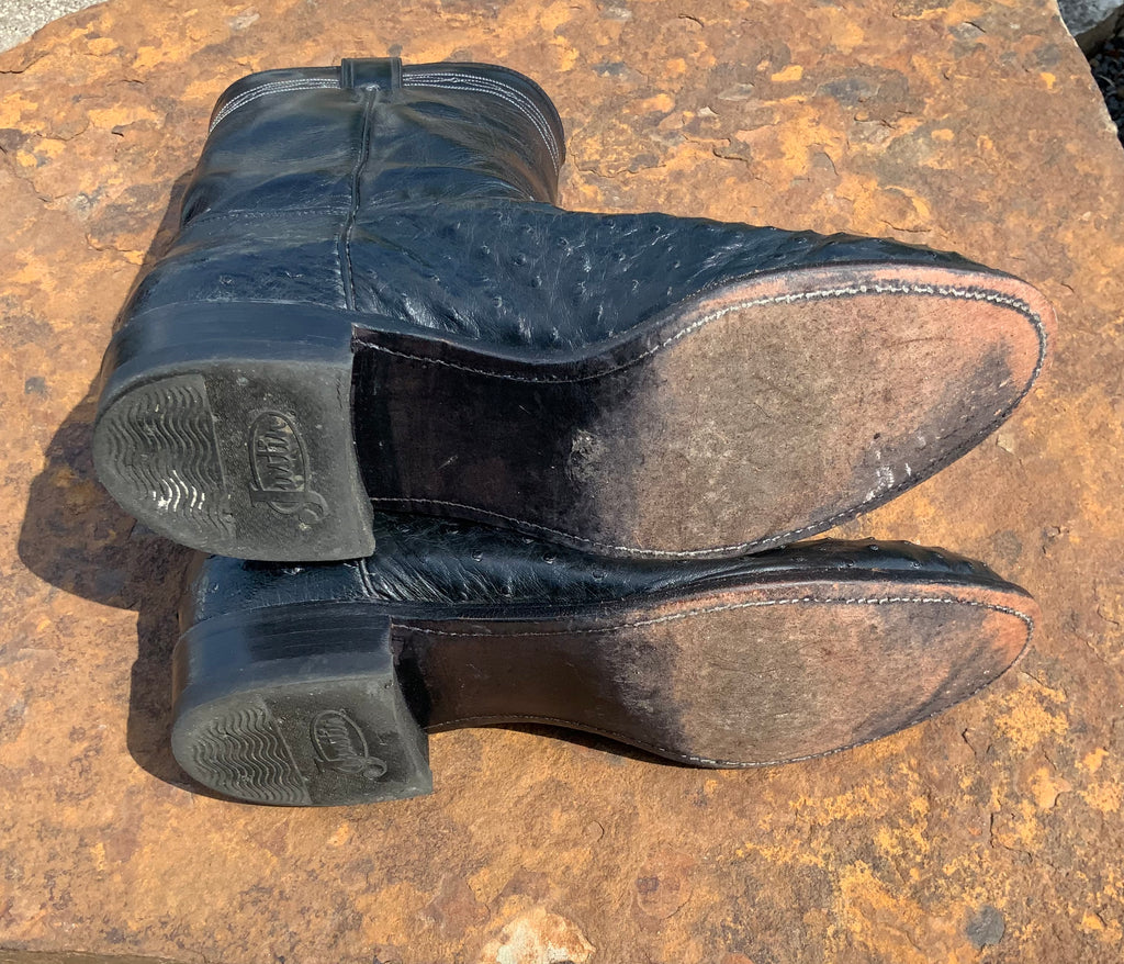 Ostrich Boots 13D Vintage Round Toe