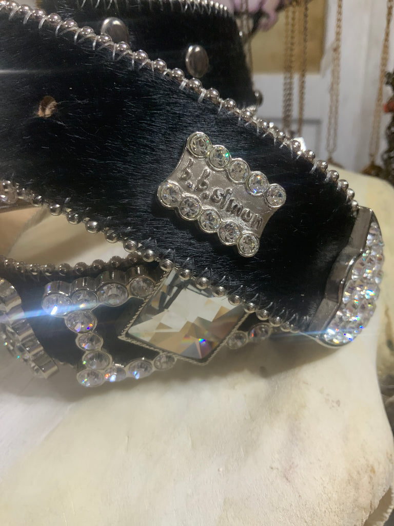b.b. simon Swarovski Crystal Black Hair on Belt M