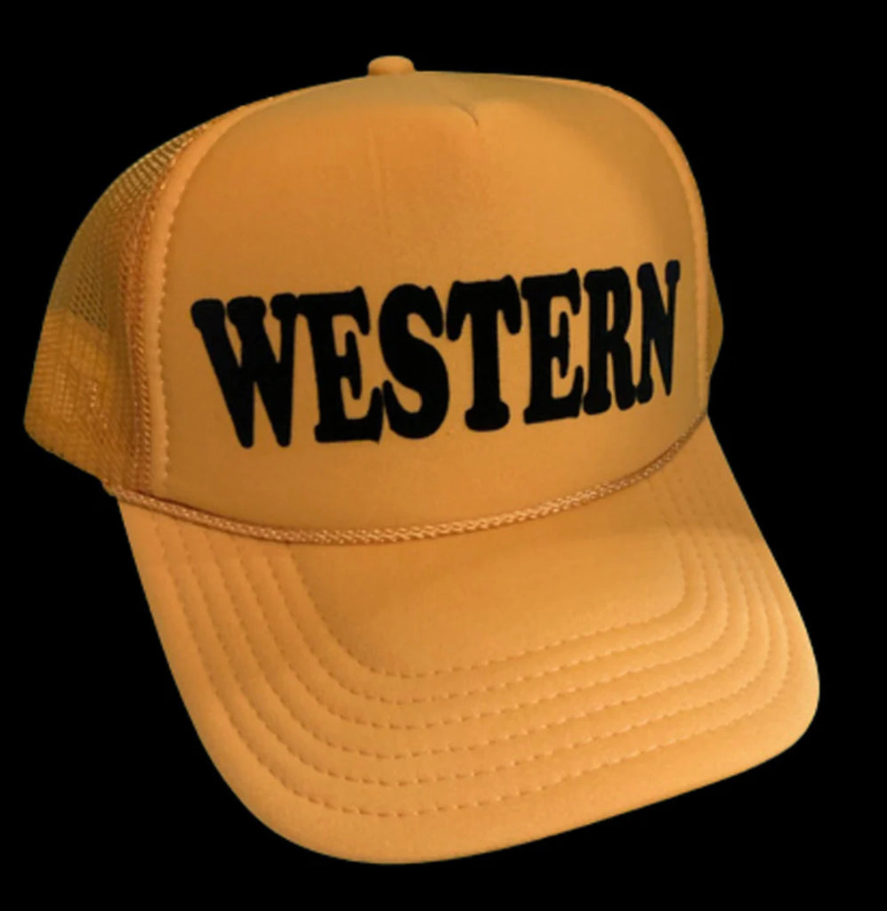 Western Trucker Cap Mustard Black Flocking Western Trucker Cap Mustard Black Flocking
