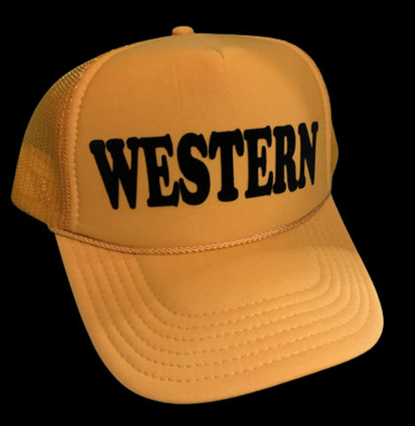 Western Trucker Cap Mustard Black Flocking