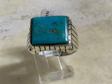 Traditional Rectangular Kingman Turquoise Men’s Ring