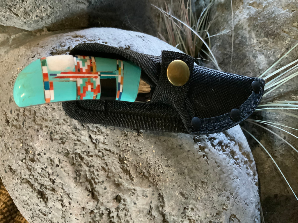 Turquoise Coral Straight Blade Knife