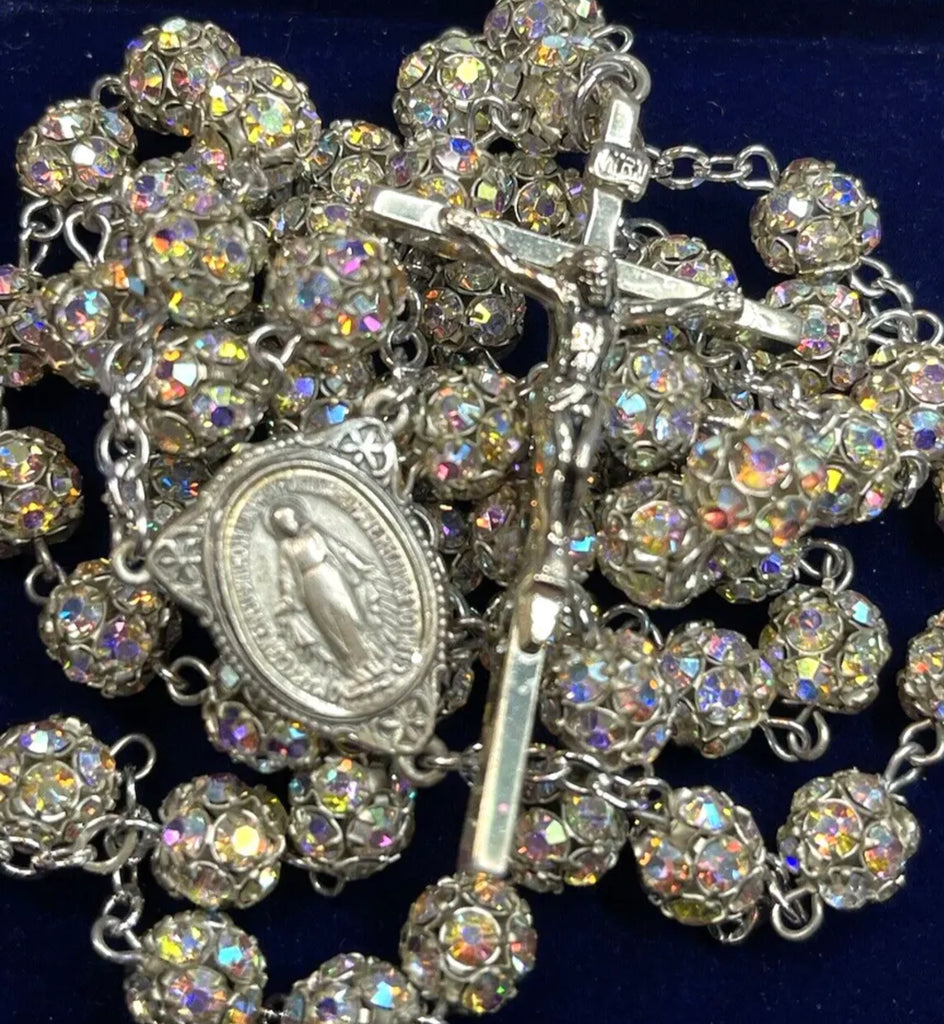 Sterling AB Swarovski Rondelle Crystal Rosary