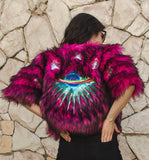 Planet Queen Crop Faux Fur Jacket