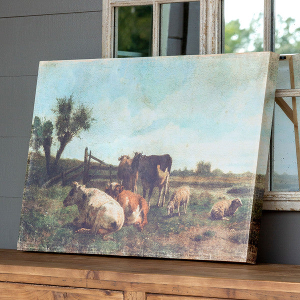 Cows in Pasture Vintage Canvas Print Cows in Pasture Vintage Canvas Print