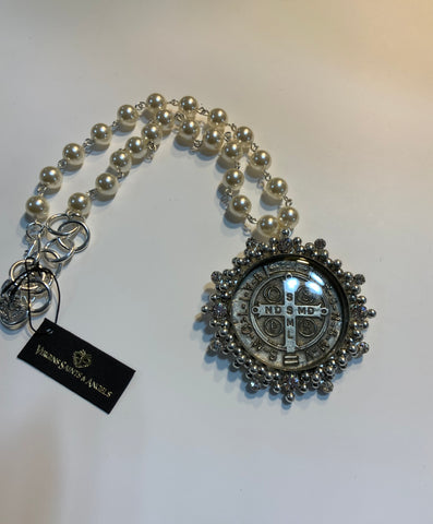 Grande San Benito Medallion Pearl Choker Silver